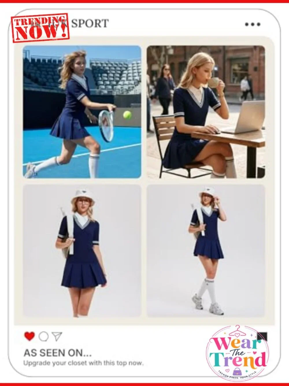 Women's 2 Piece Golf Outfit Set V-Neck Polo Shirt & Pleated Skort Pockets